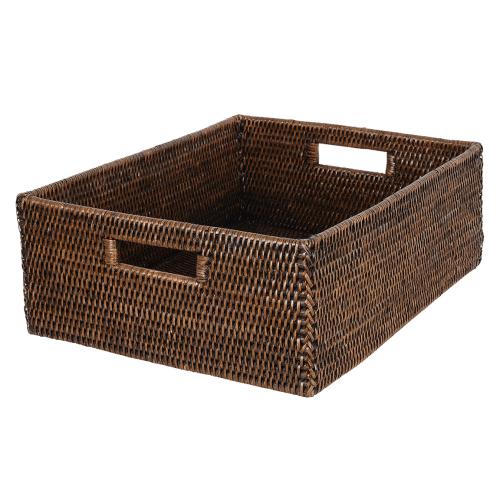 Image showing the Rattan Rectangular Storage Basket, Brown product.