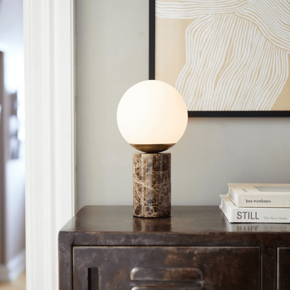 Lily Marble Table Lamp, Brown