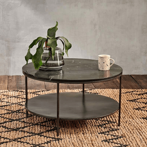 Image showing the Karoko Marble Coffee Table, D70cm, Black product.