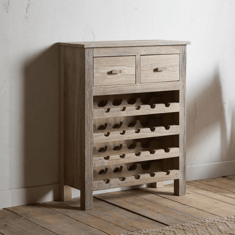 Shanthi Reclaimed Wood Wine Rack, Natural