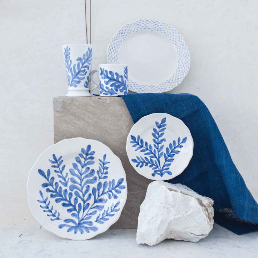 Leaf Shallow Bowl, Blue