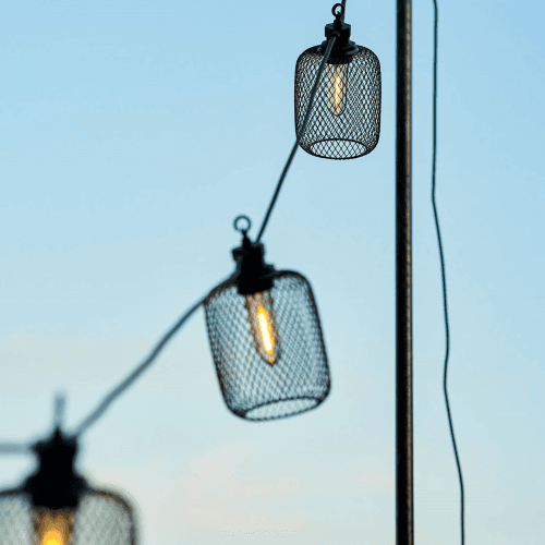 Image showing the Festoon Cylinder Lights Solar 10 Bulbs, Black product.