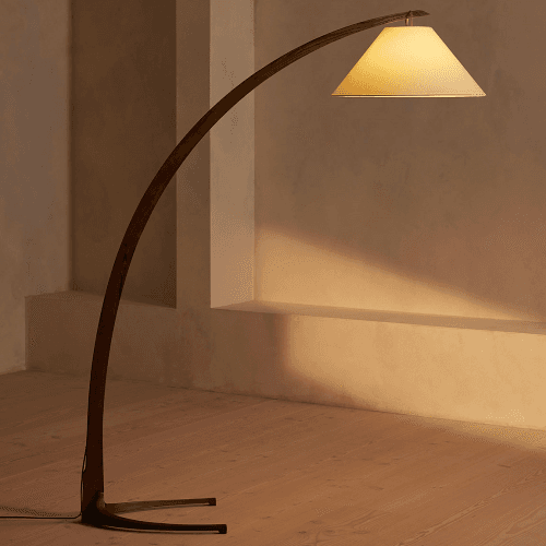 Image showing the Spencer Arc Floor Lamp, H201.5cm, Oak product.