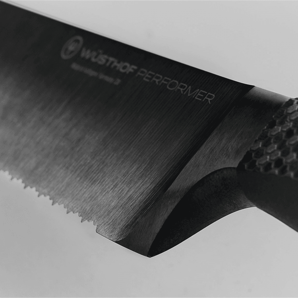 Performer Precision Double-Serrated Bread Knife, Black