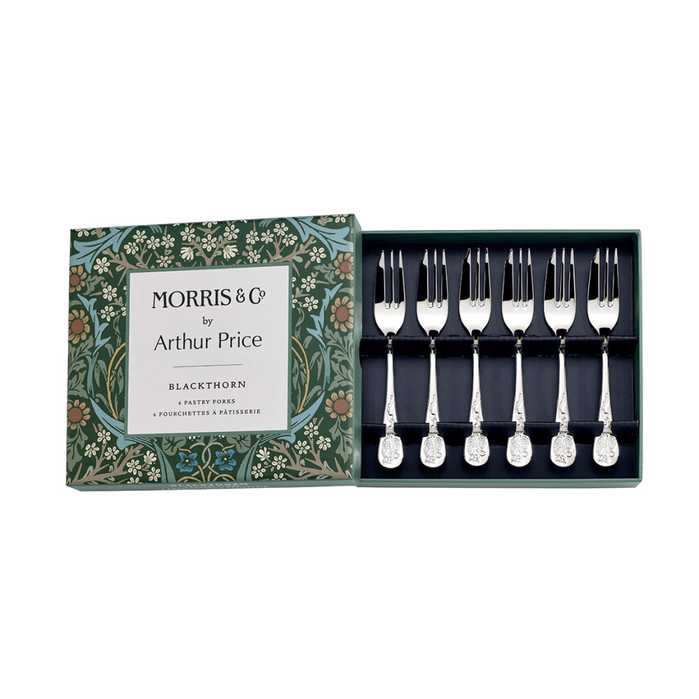 Morris & Co Set of 6 Pastry Forks, Stainless Steel