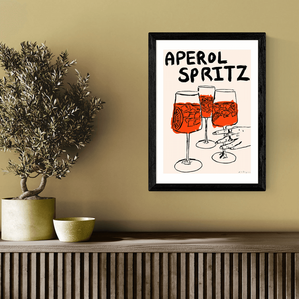 Nia Beynon Aperol Spritz Print, Black