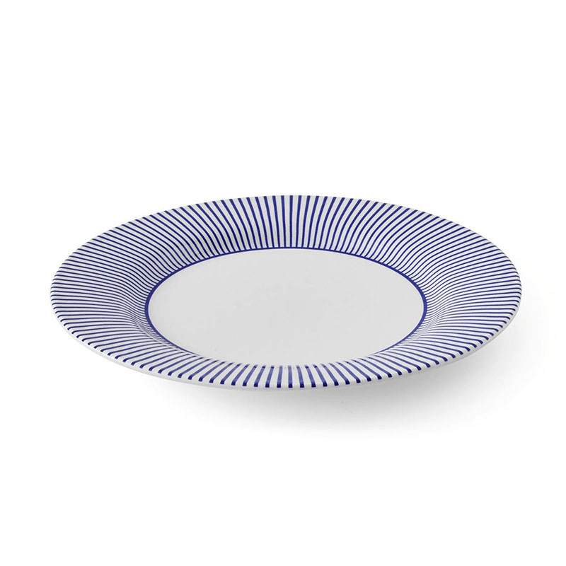 Stecatto Set of 4 Dinner Plates, White and Blue