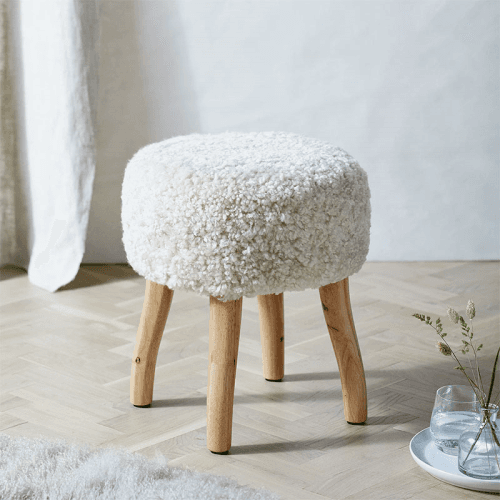 Image showing the Sheepskin Stool, Pearl product.