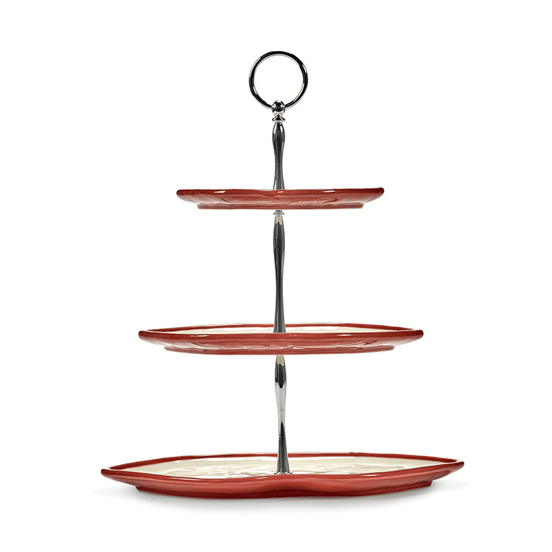 Les Objets Mouleversants by Wouters&Hend Lips Three Tier Cake Stand, Red & White