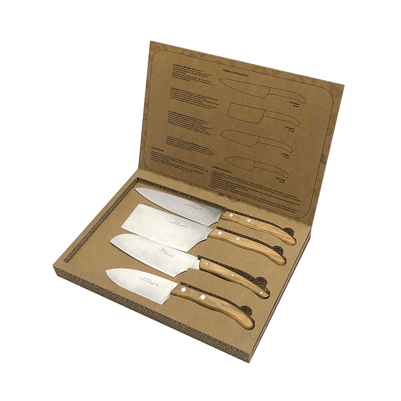 Berlingot Set of 4 Chef Knives, Olivewood