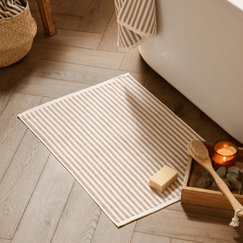 Image showing the Hebden Striped Cotton Bath Mat product.