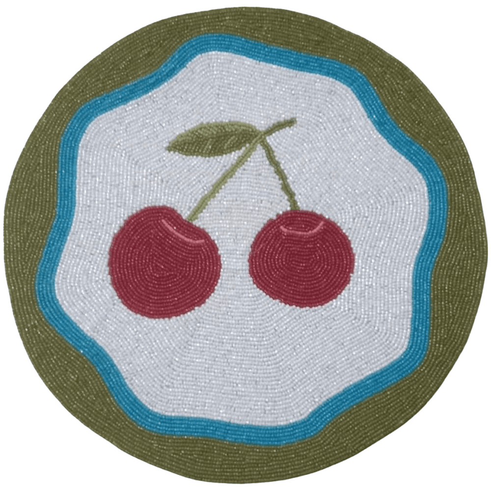 Cherry Set of 2 Beaded Placemats, Red