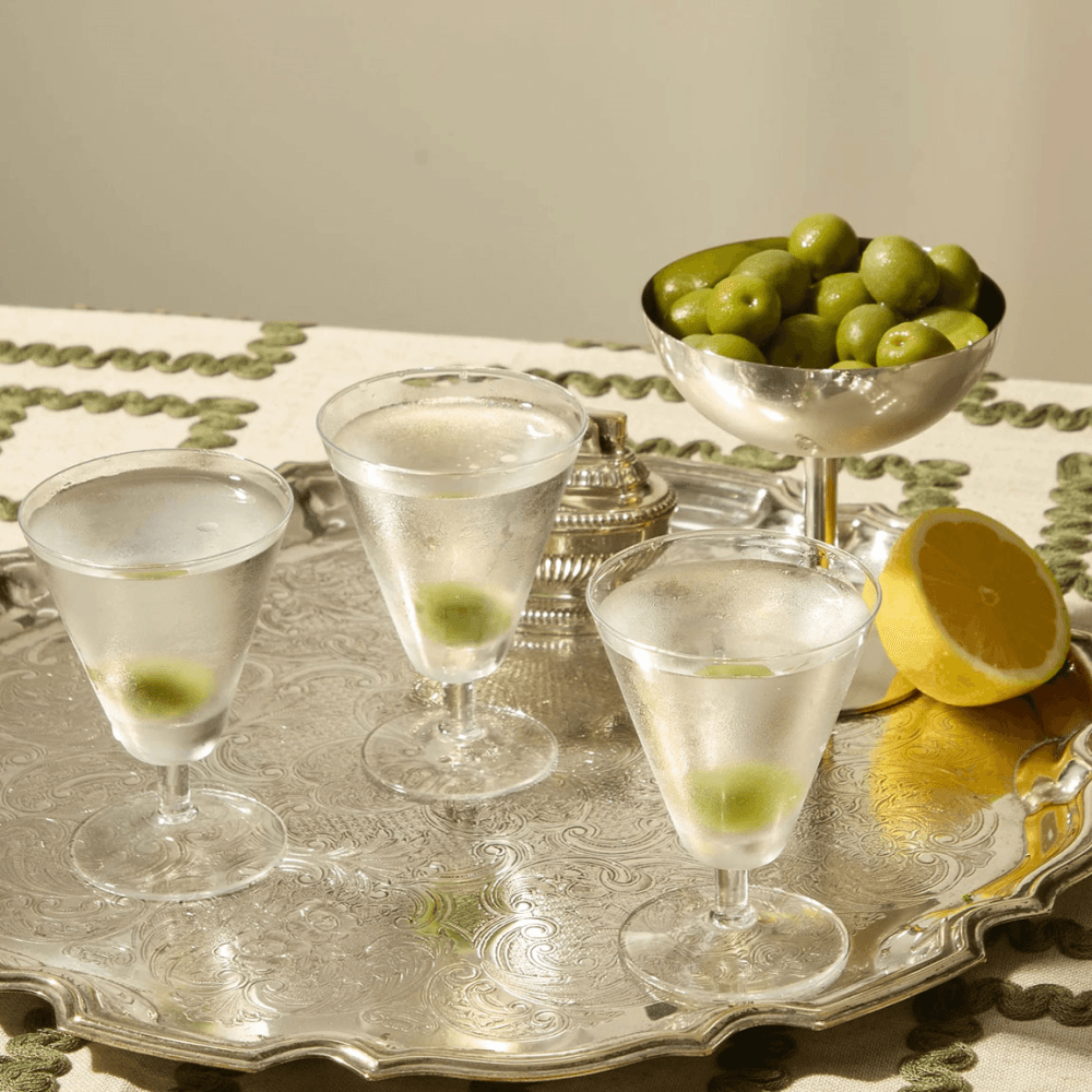 Vintage Set of 4 Martini Glasses, Clear