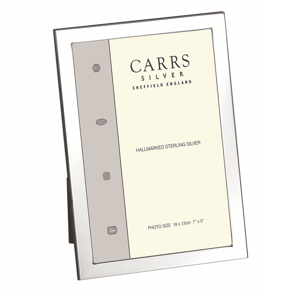 Flat Narrow Series Photograph Frame, Sterling Silver With Mahogany Finish Back