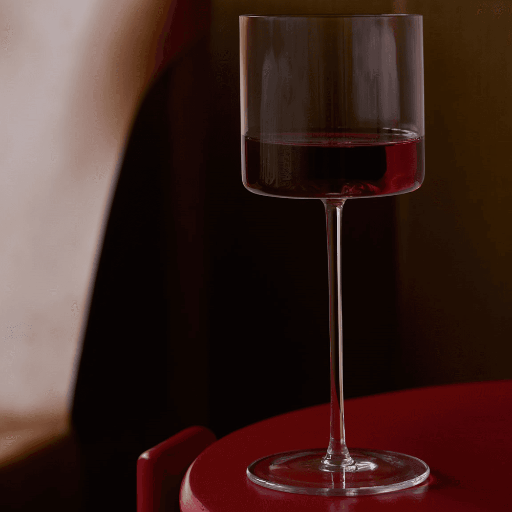 Moderne Set of 2 Red Wine Glasses, Clear