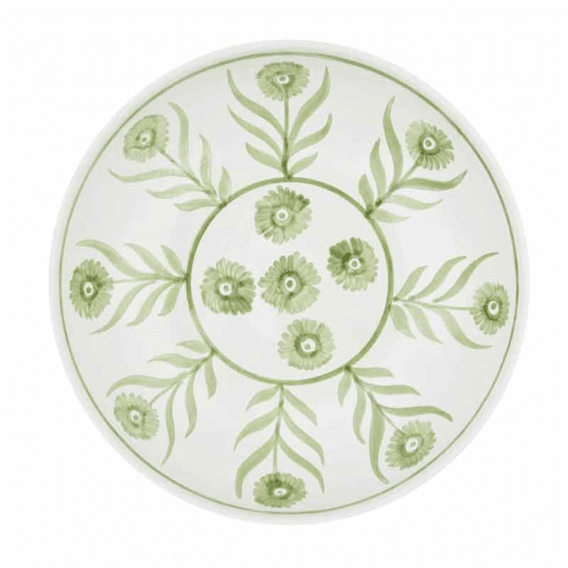 Summer Flower Shallow Bowl, Green