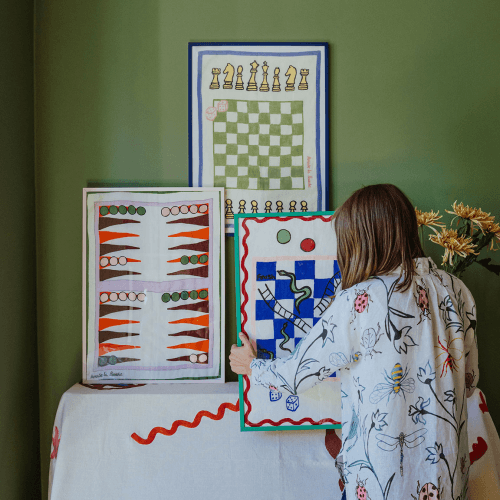 Image showing the Tea Towel, Burgundy Backgammon product.