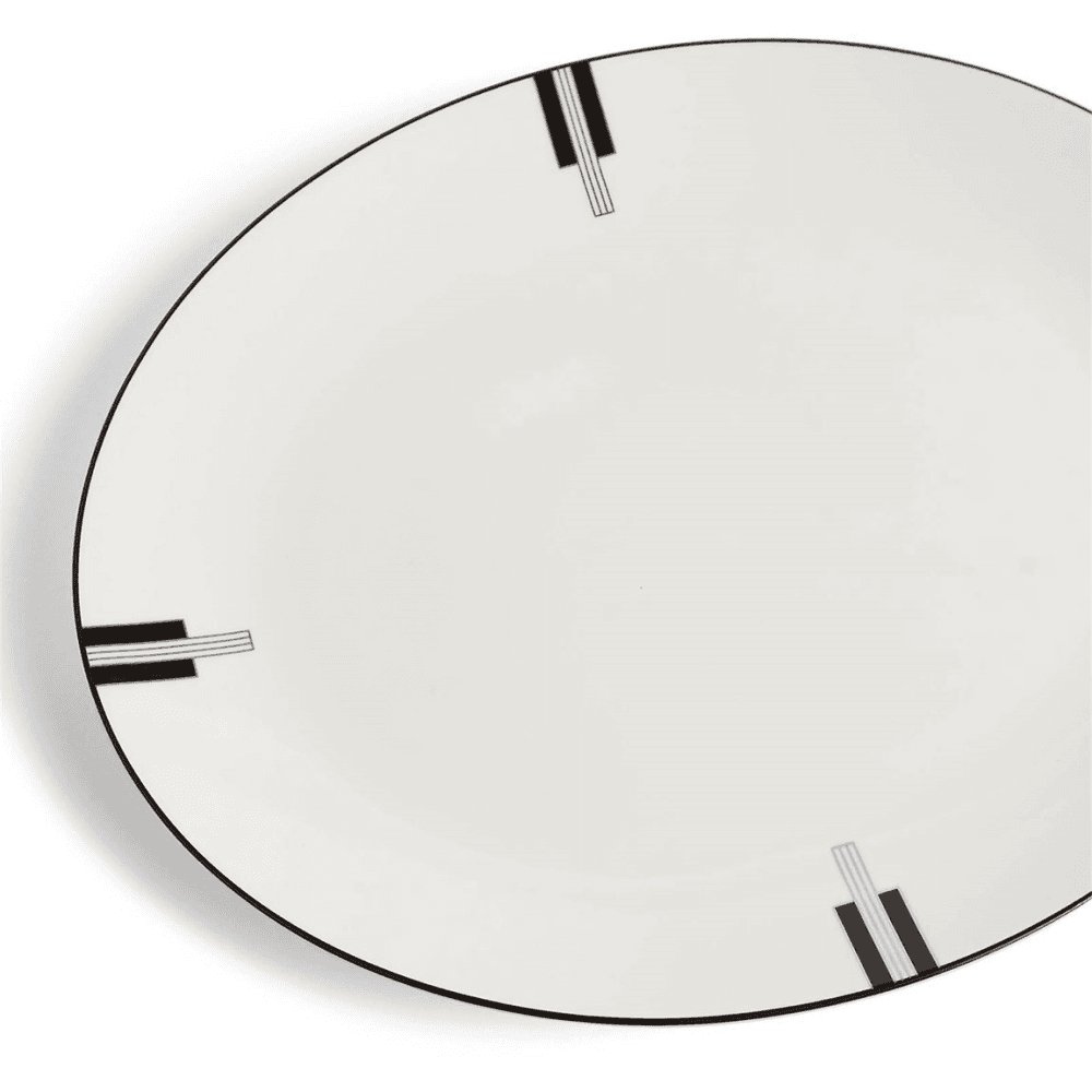 Luxe Graphite Oval Platter, Black & White