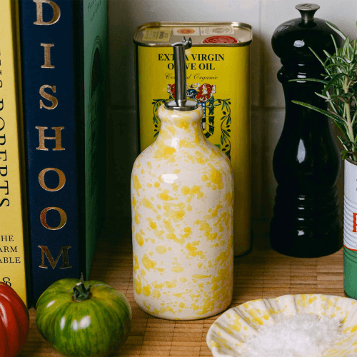 Image showing the Italian Splatterware Oil Bottle, H16cm, Butter product.