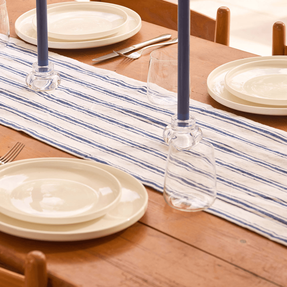 Mikasa Table Runner, Navy Stripe