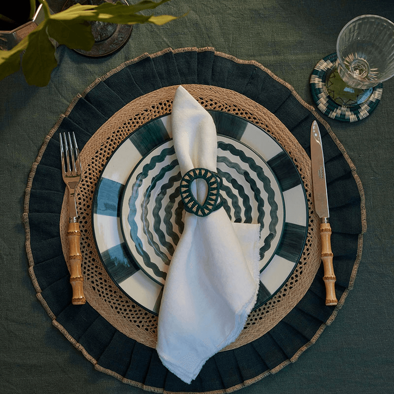 Franjas Dinner Plate, Teal