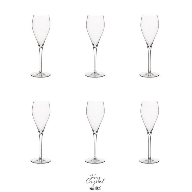 Miravell Set of 6 Crystal Tulip Short Glasses, Clear