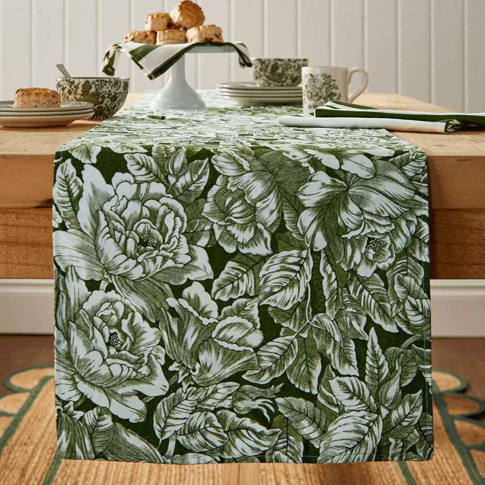 Hibiscus Table Runner, Green