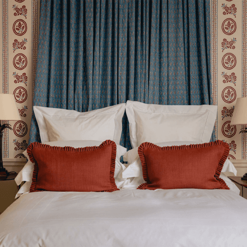 Image showing the Estelle Pleated Linen Cushion, 60 x 40cm, Saffron product.