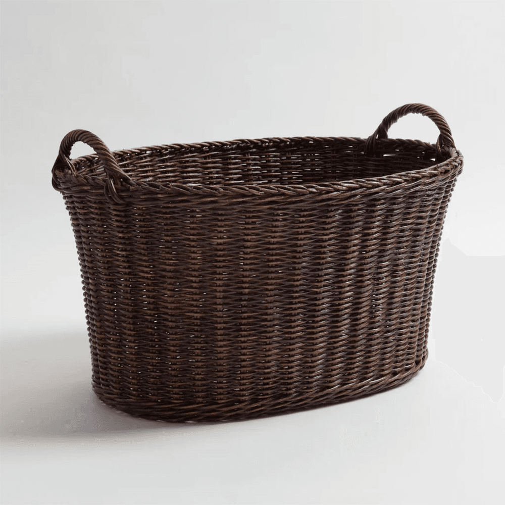Oval Basket with Handles, Brown