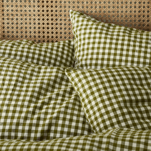 Image showing the Gingham Linen Blend Pair of Pillowcases product.