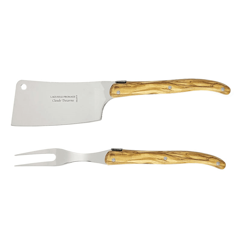 Laguiole 2 Piece Cheese Set in Box, Olive Wood
