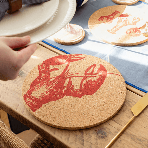 Image showing the Lobster Set of 4 Coasters & Placemats Set, Natural product.