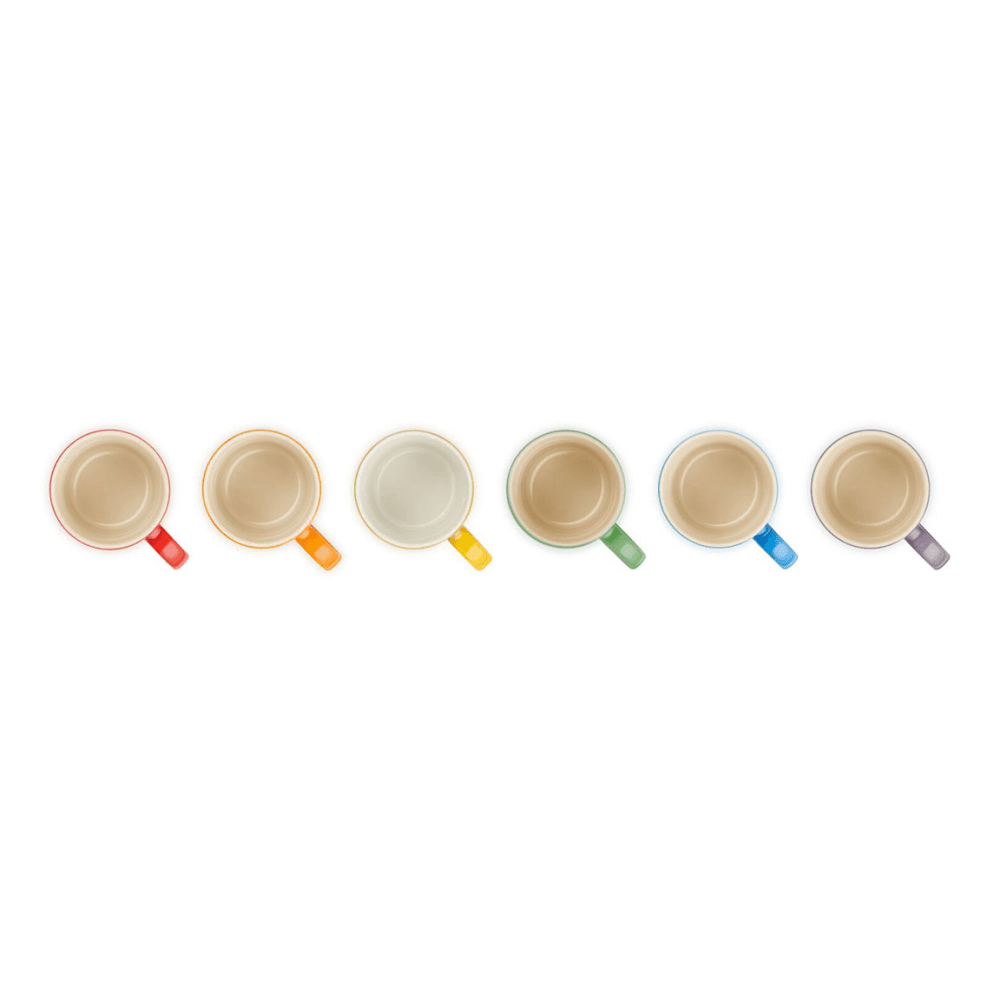 Stoneware Set of 6 espresso mugs, Rainbow