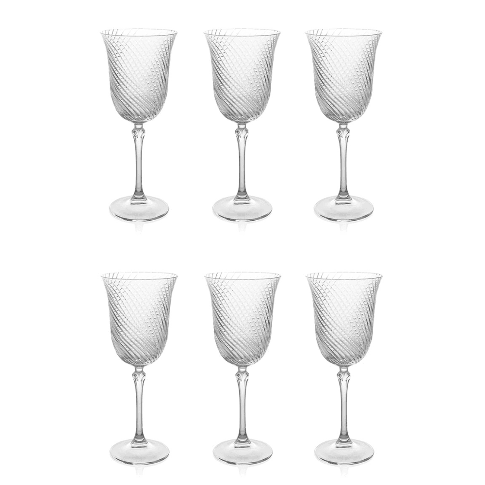 Julia Set of 6 Crystal Red Wine Glasses