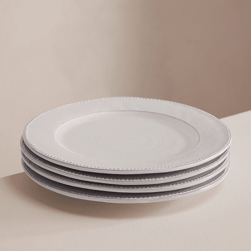 Hillcrest Set of 4 Dinner Plates, White