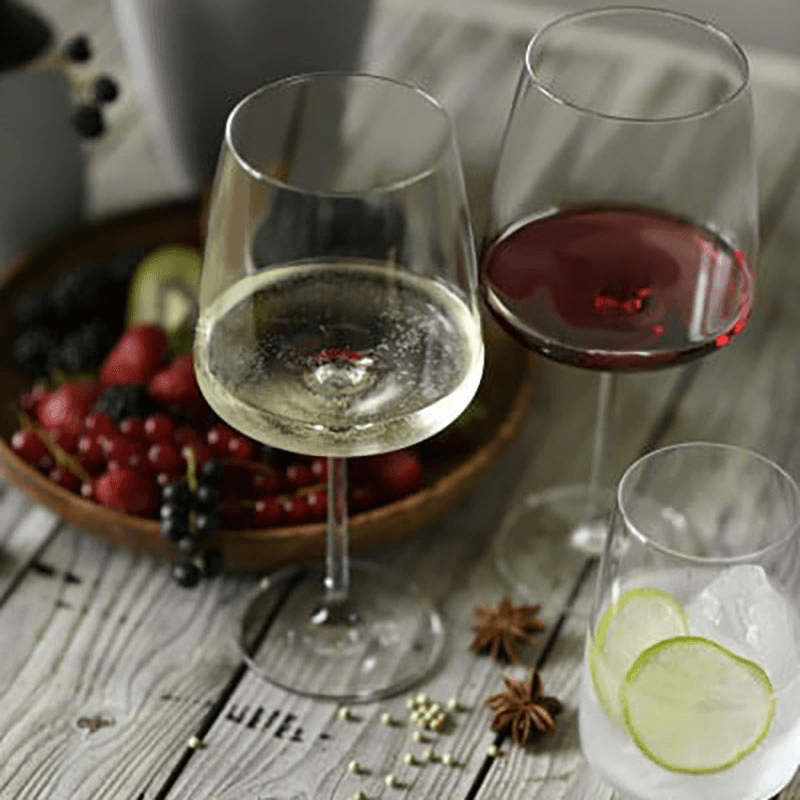 Vivid Senses Set of 2 Crystal Burgundy Red Wine Glasses, Clear