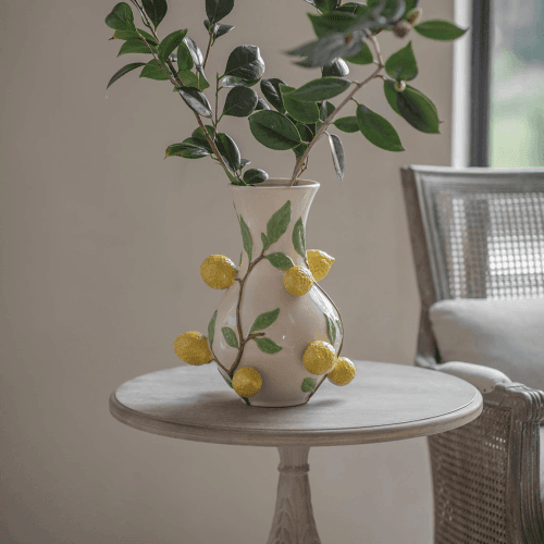 Image showing the Portloe Lemon Vase, White product.