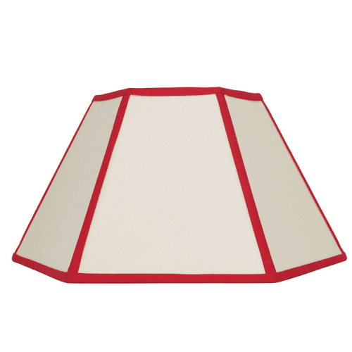 Image showing the Hexagon Linen Lampshade, 14", Cream/ Red Trim product.