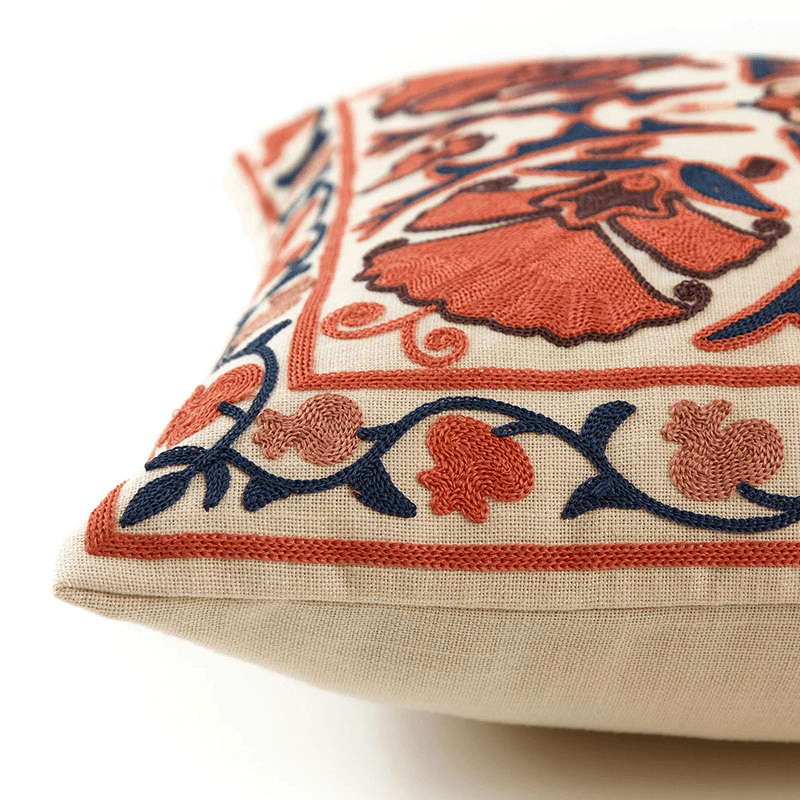 Suzani Marigold Cushions, Coral