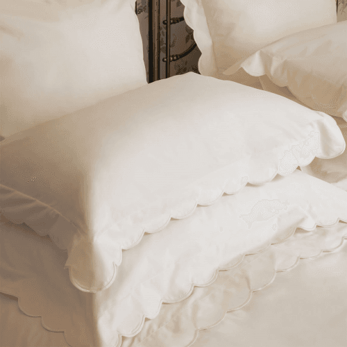 Image showing the Annabelle Scalloped Pair of Pillowcases, Standard, Ivory product.