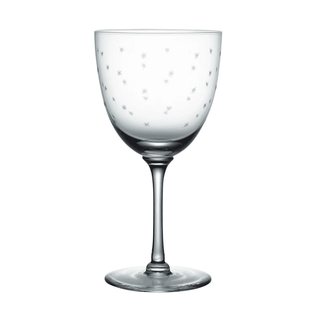 Stars Set of 6 Red Wine Glasses, Clear