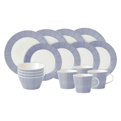 Image showing the Pacific 16 Piece Dinner Set, Blue Dots product.