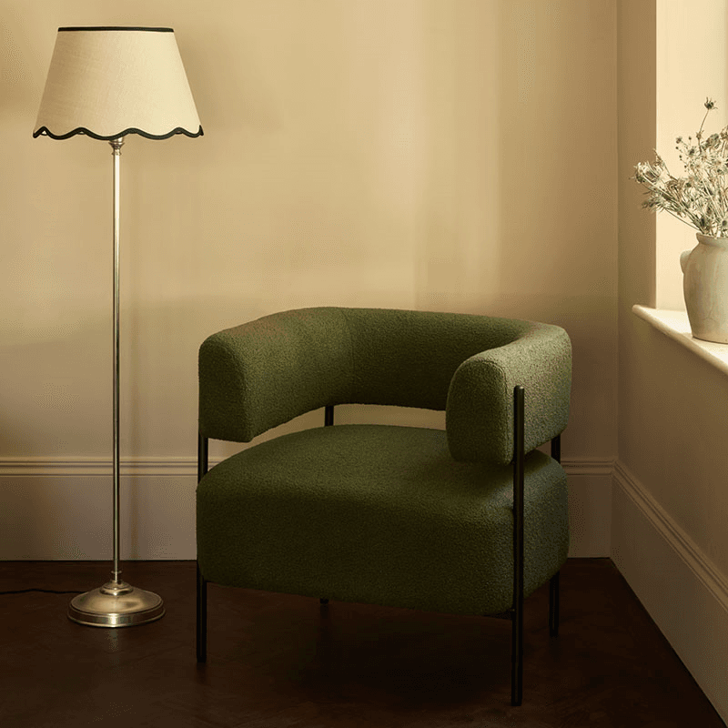 Auden Floor Lamp with Scalloped Jute Shade, Silver
