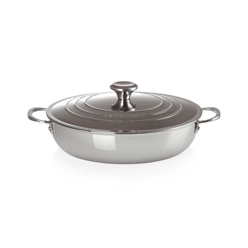 Signature Uncoated Shallow casserole with lid, Stainless Steel