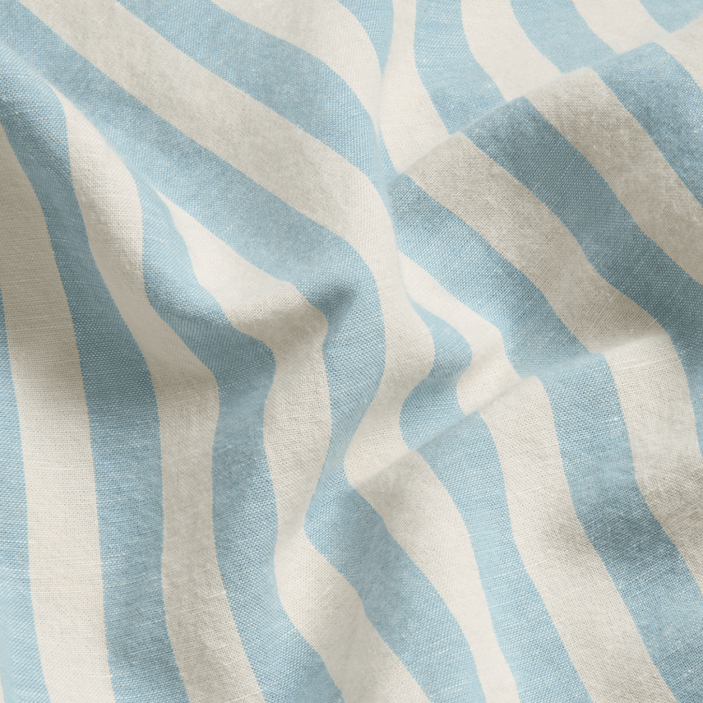 Pembroke Stripe Linen Blend Duvet Cover, Coastal Blue