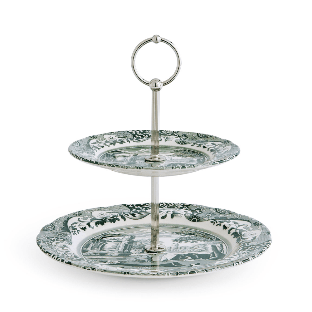 Heritage Italian 2 Tier Cake Stand, Green