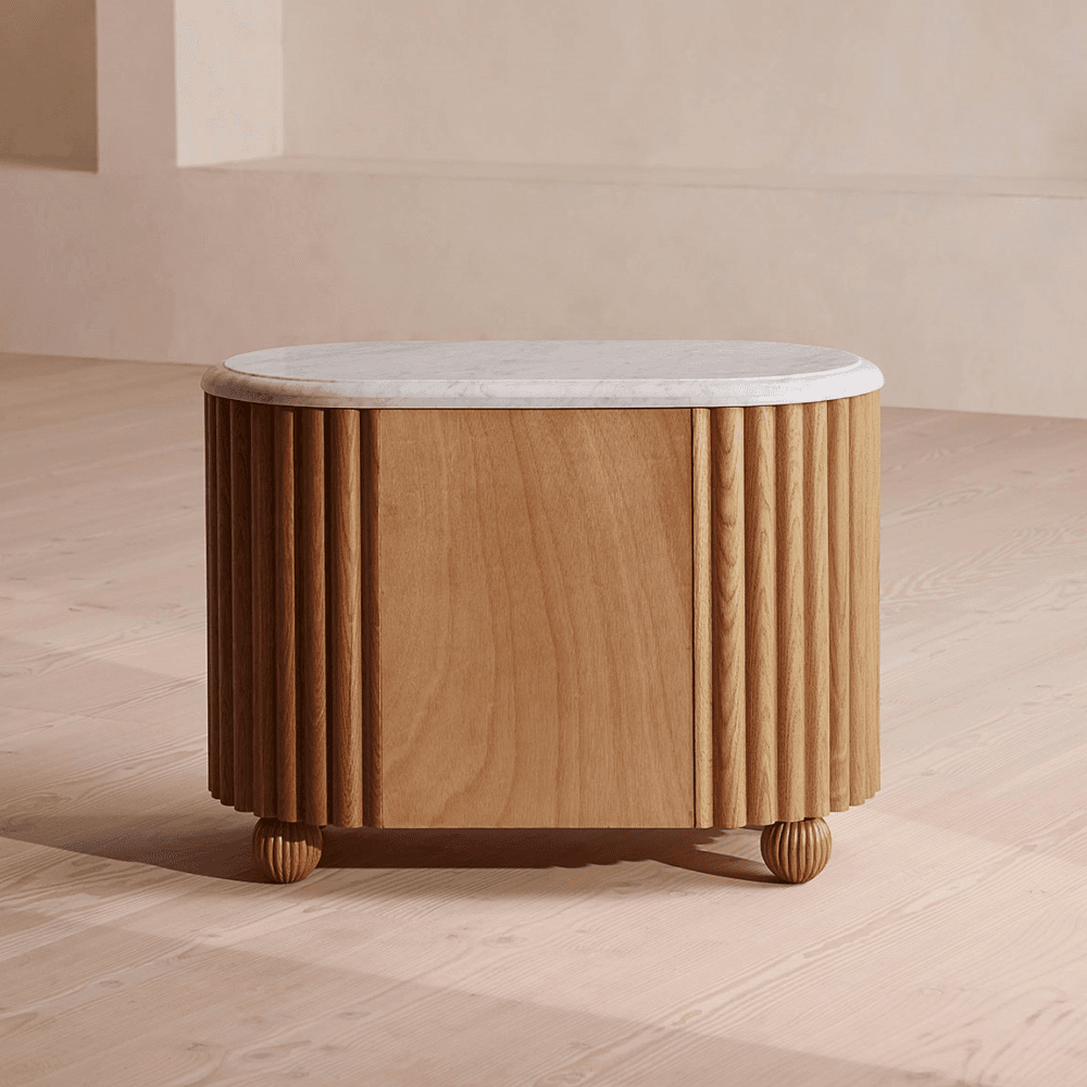 Carlisle Bedside Table, Carrara Marble