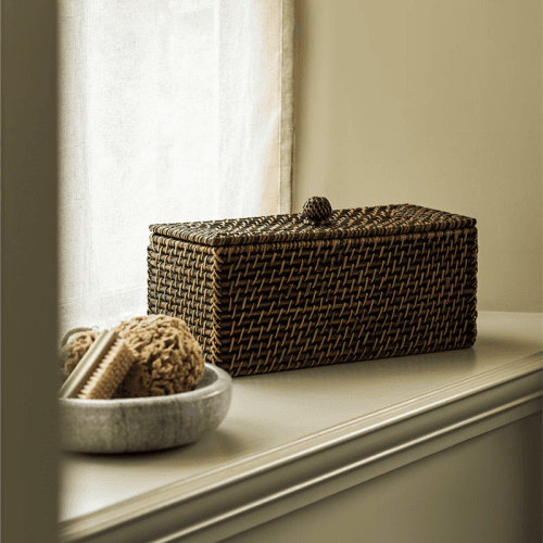 Image showing the Wittering Rattan Rectangular Storage Box, Antique Brown product.