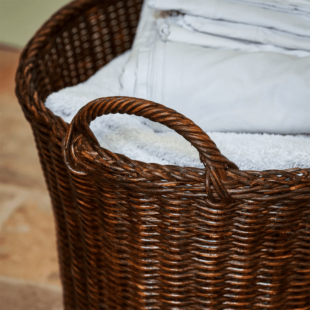 Oval Basket with Handles, Brown