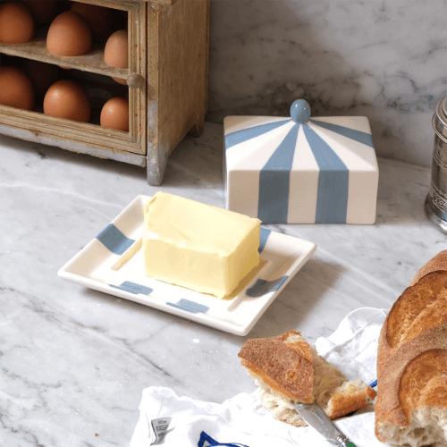 Image showing the Circus Striped Butter Dish, Blue product.